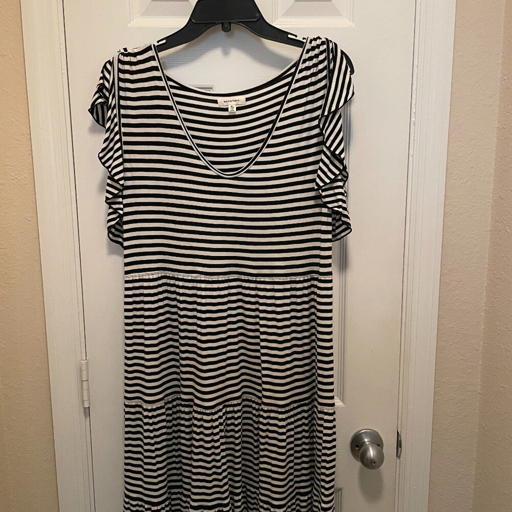 Max Studio Women's Stripe Ruffle Shift Dress